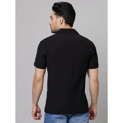 Black Solid Cotton Polo