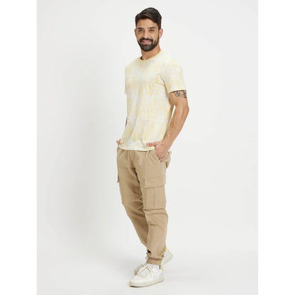 Yellow Tropical Printed Cotton T-shirt