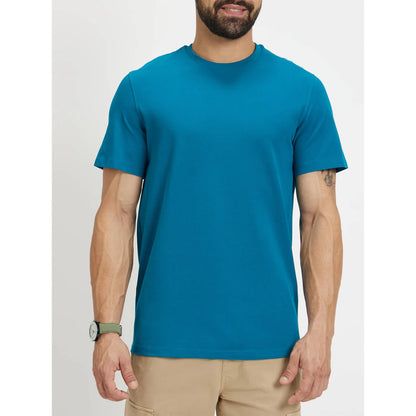 Blue Solid Cotton T-shirt