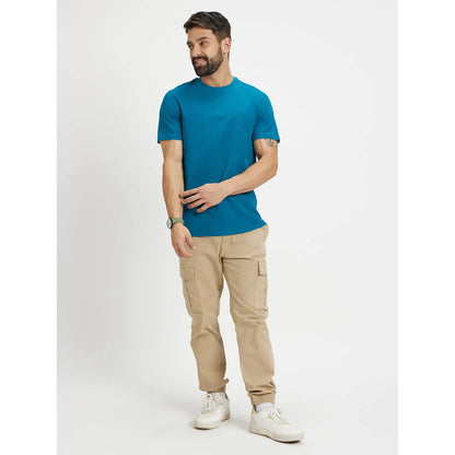 Blue Solid Cotton T-shirt