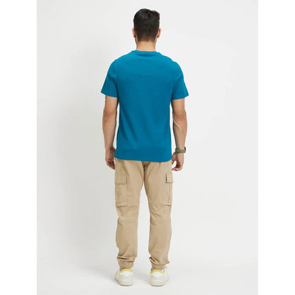 Blue Solid Cotton T-shirt