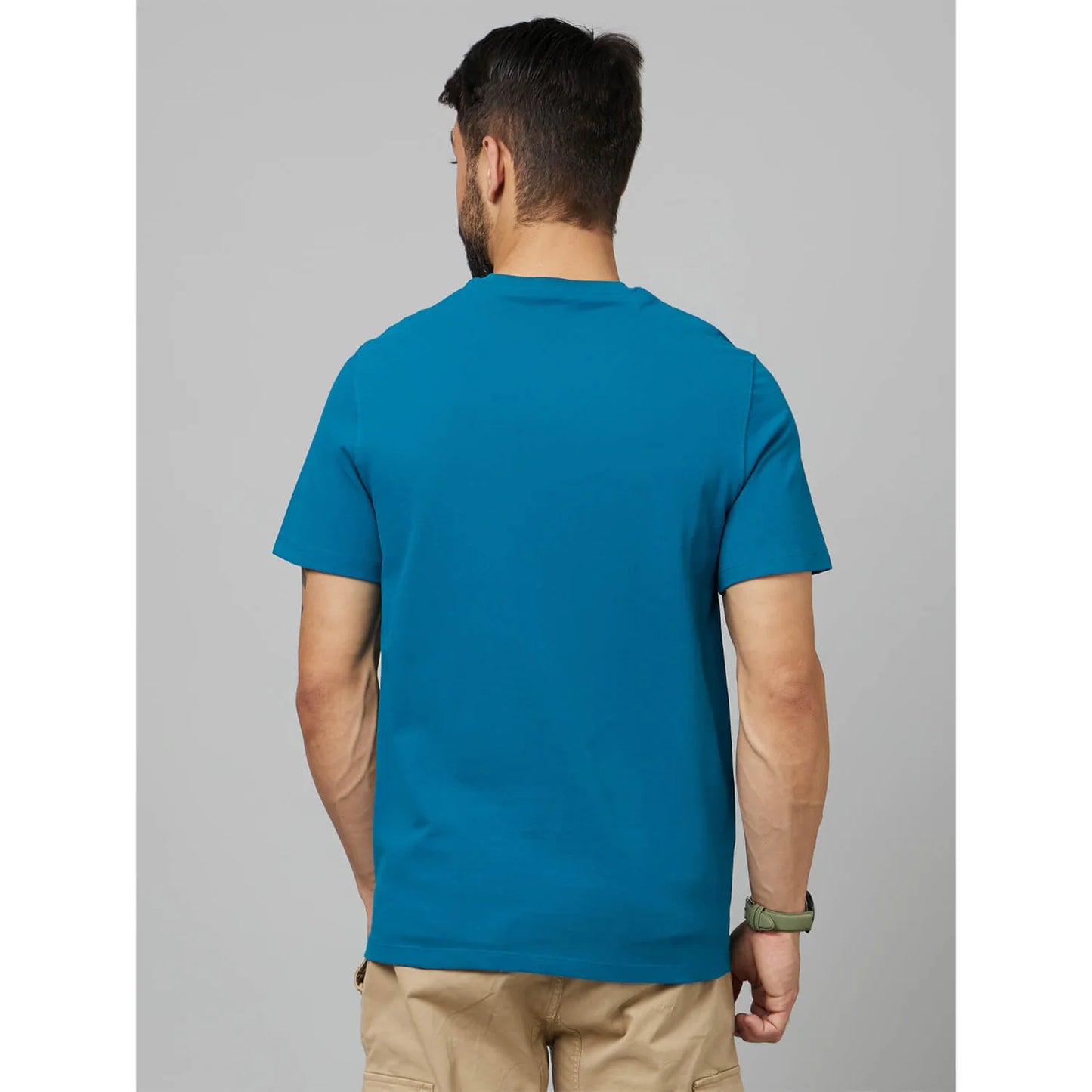 Blue Solid Cotton T-shirt