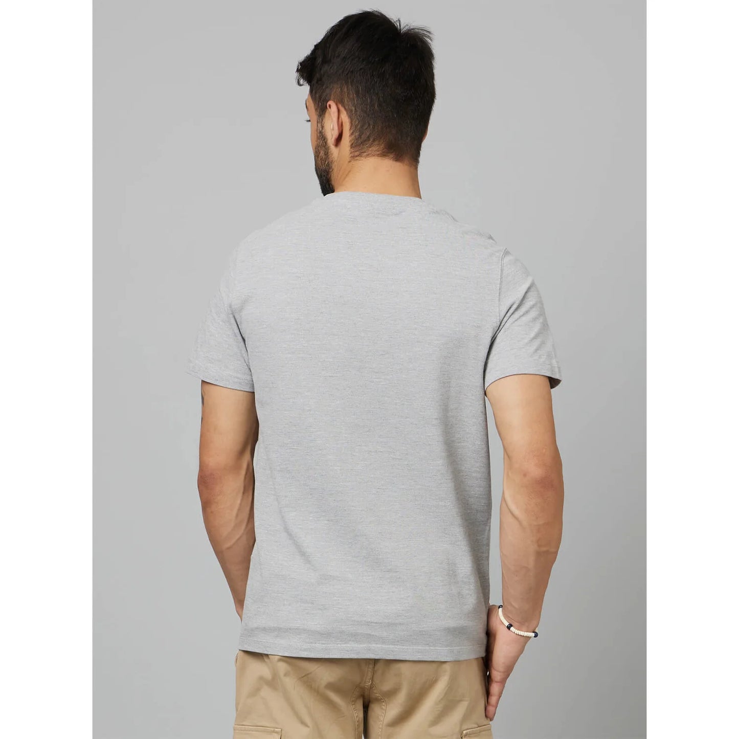 Grey Solid Cotton T-shirt