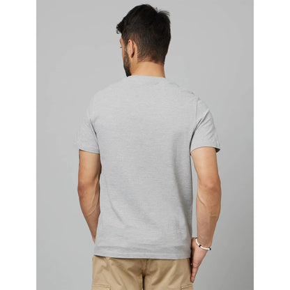 Grey Solid Cotton T-shirt