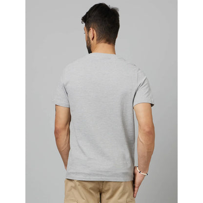 Grey Solid Cotton T-Shirt