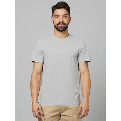 Grey Solid Cotton T-shirt