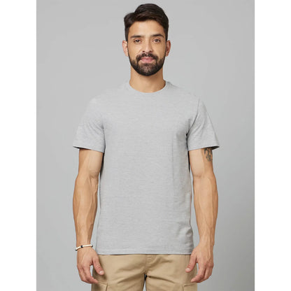 Grey Solid Cotton T-Shirt