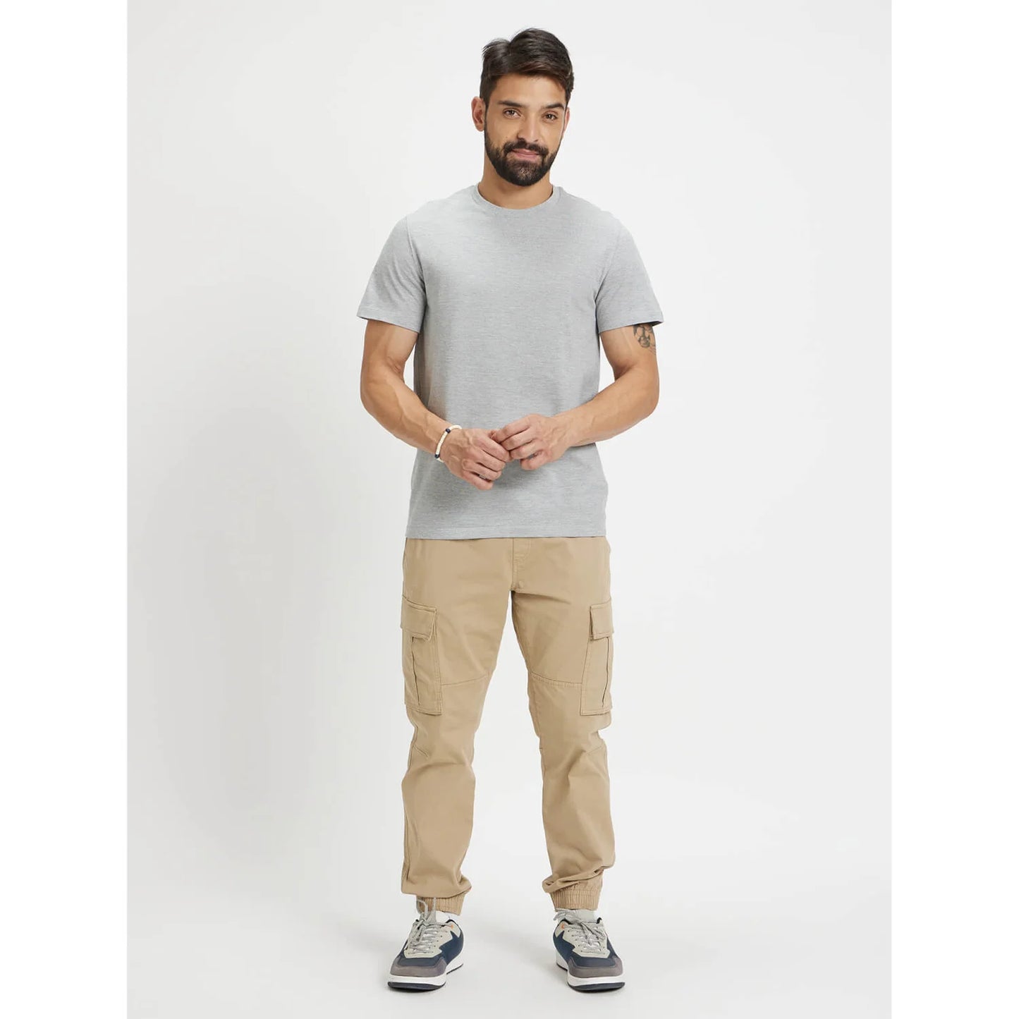 Grey Solid Cotton T-shirt