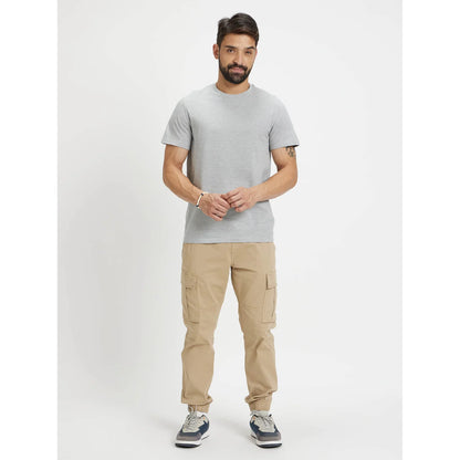 Grey Solid Cotton T-shirt