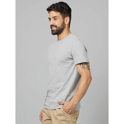 Grey Solid Cotton T-Shirt