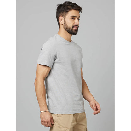 Grey Solid Cotton T-shirt