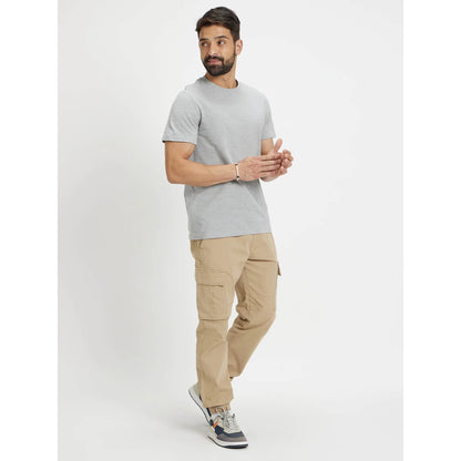 Grey Solid Cotton T-shirt