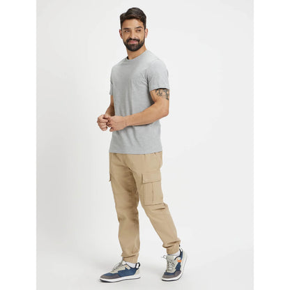 Grey Solid Cotton T-shirt