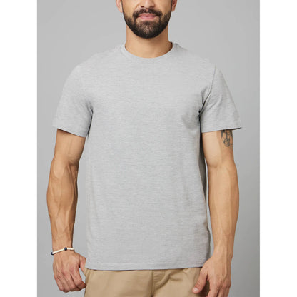 Grey Solid Cotton T-shirt