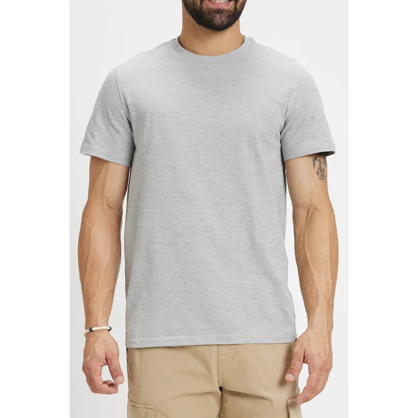 Grey Solid Cotton T-shirt