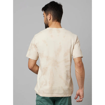 Beige Tie Dye Cotton T-shirt