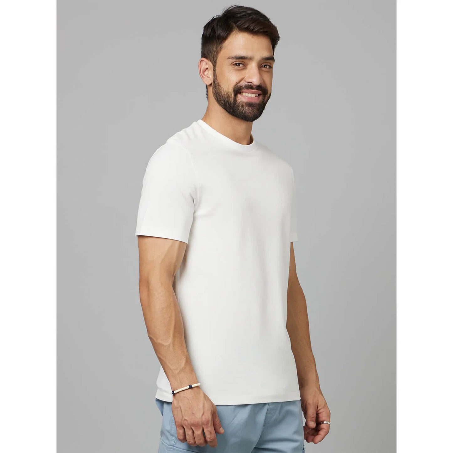 White Solid Cotton T-shirt