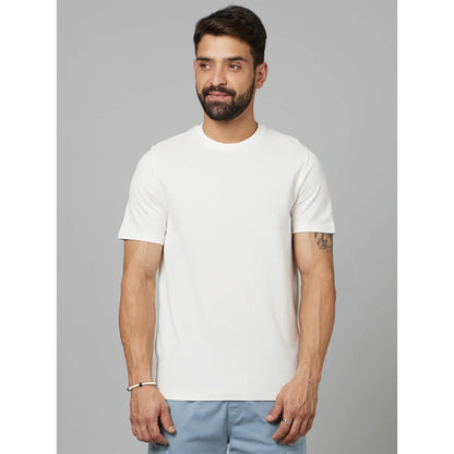 White Solid Cotton T-shirt