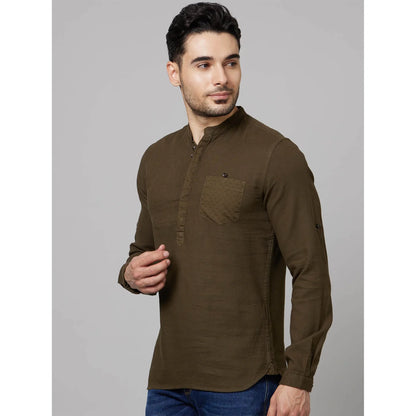 Green Solid Cotton Shirt