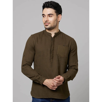 Green Solid Cotton Shirt