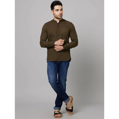 Green Solid Cotton Shirt