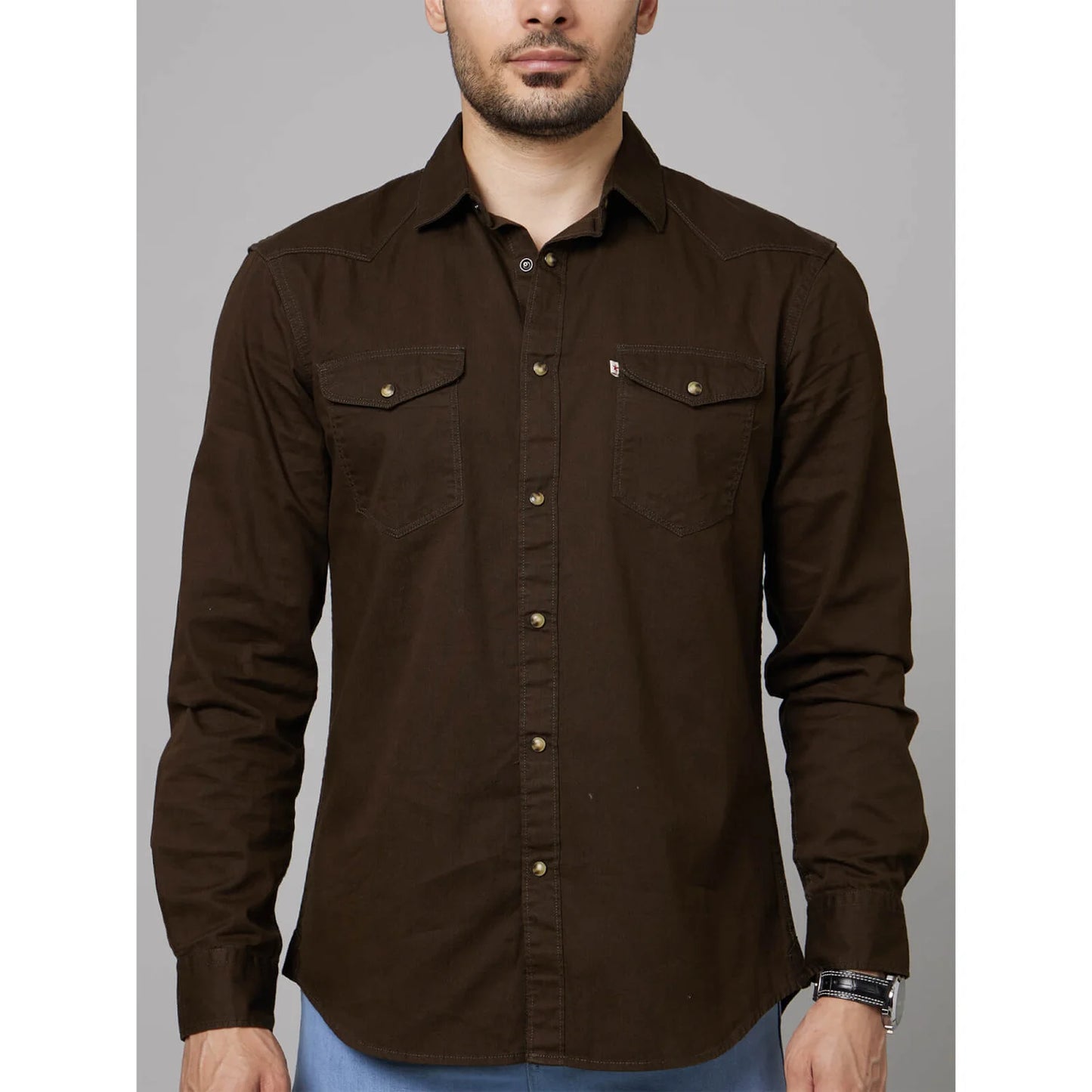 Green Solid Cotton Shirt