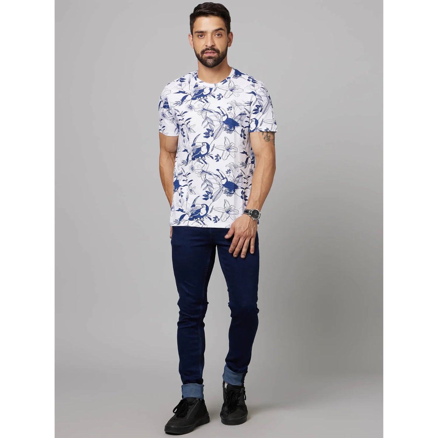 White Floral Cotton T-shirt