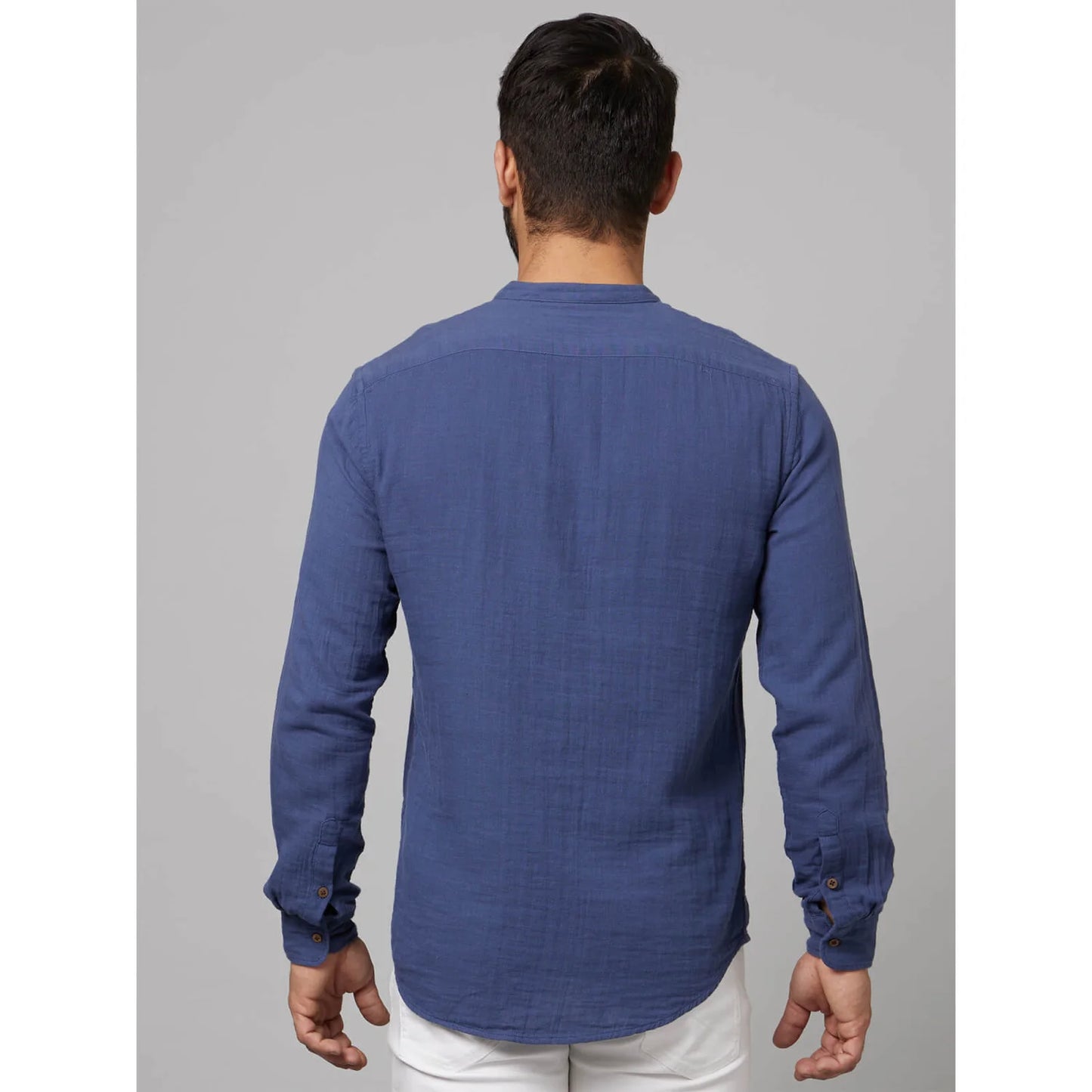 Blue Solid Cotton Shirt