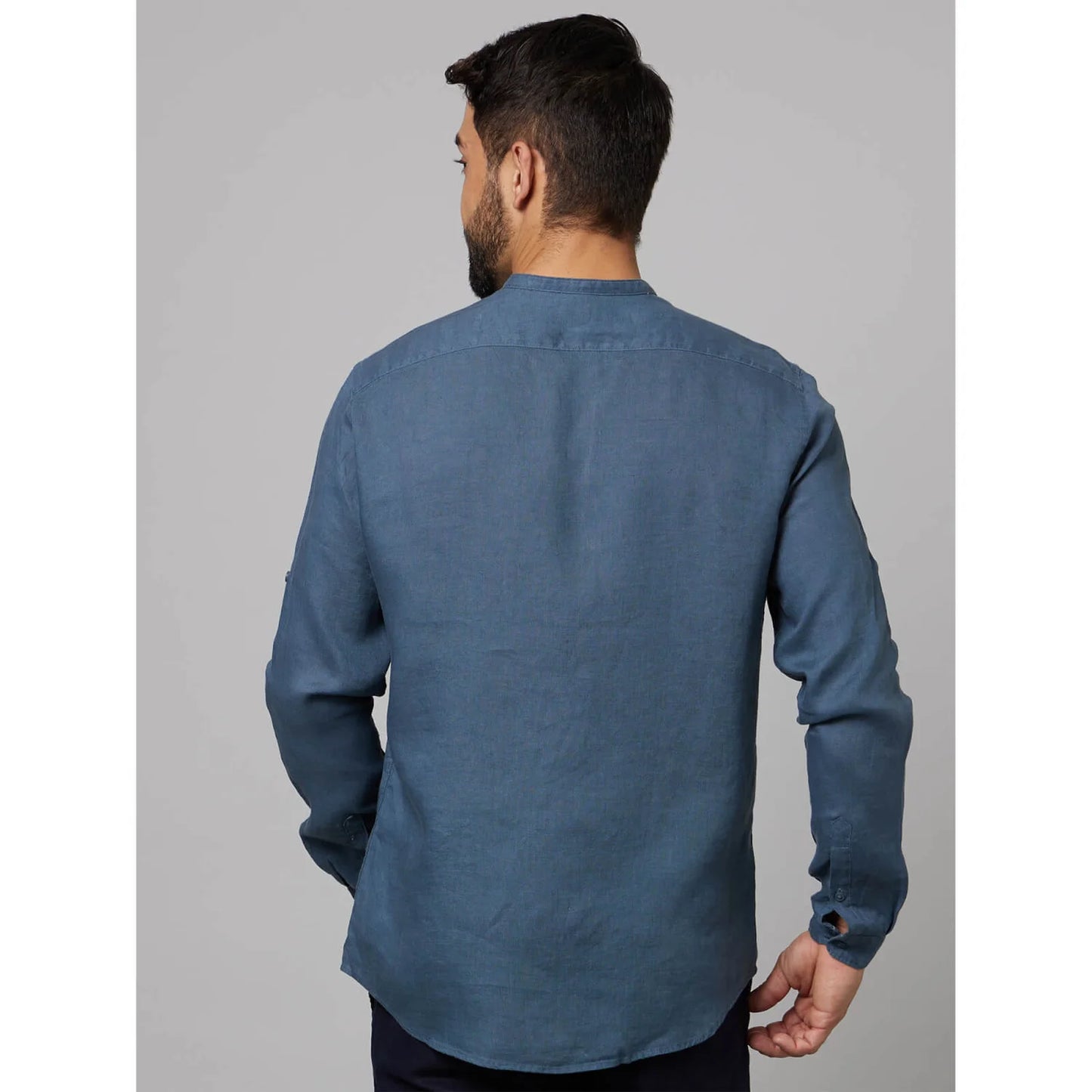 Grey Solid Linen Shirt