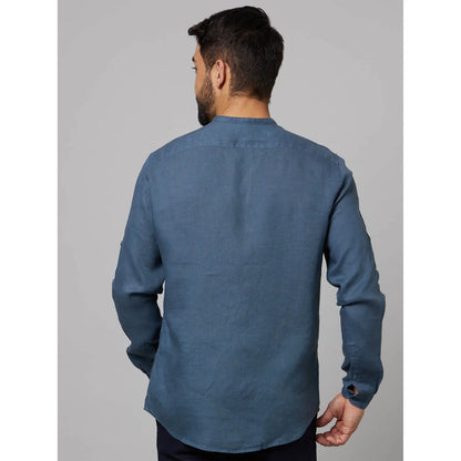 Grey Solid Linen Shirt