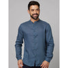 Celio* Solid Regular Fit Linen Navy Blue Shirt