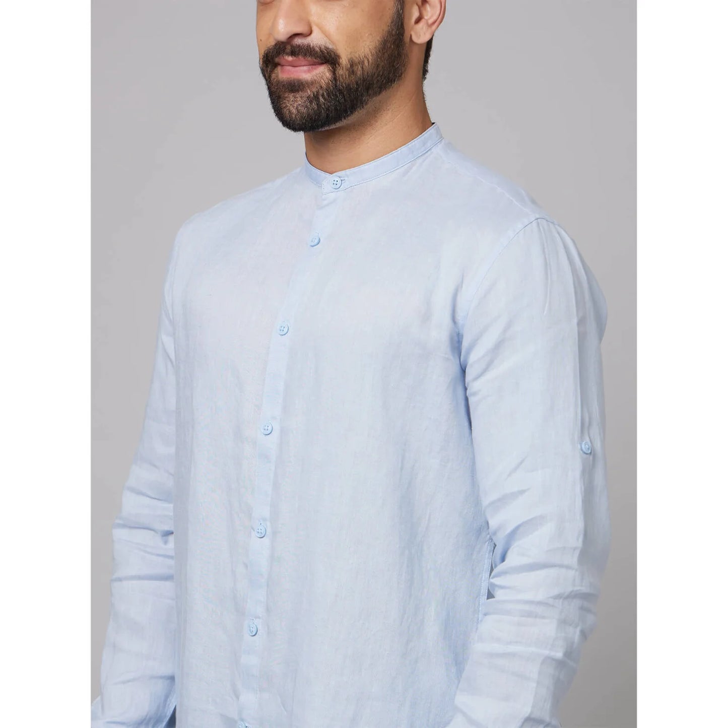 Light Blue Solid Linen Shirt