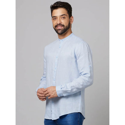 Light Blue Solid Linen Shirt