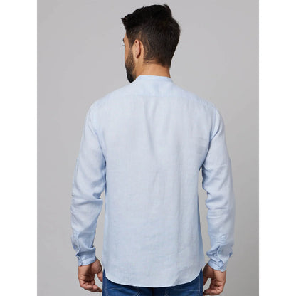 Light Blue Solid Linen Shirt