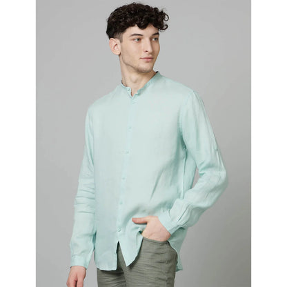 Green Solid Linen Shirt