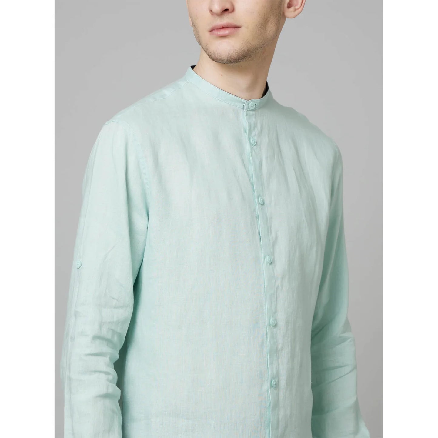 Green Solid Linen Shirt