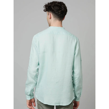 Green Solid Linen Shirt