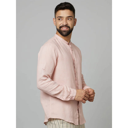 Pink Solid Linen Shirt