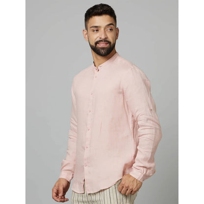 Pink Solid Linen Shirt