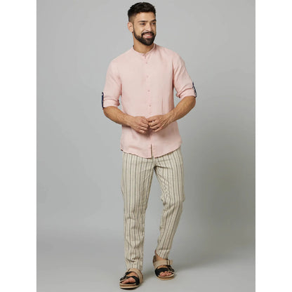 Pink Solid Linen Shirt