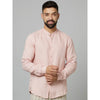Celio* Solid Regular Fit Linen Pink Shirt