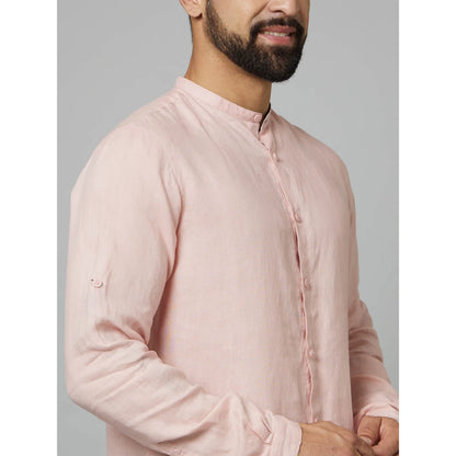 Pink Solid Linen Shirt