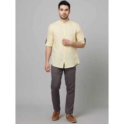 Yellow Solid Linen Shirt