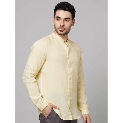 Yellow Solid Linen Shirt