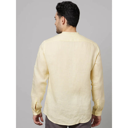 Yellow Solid Linen Shirt