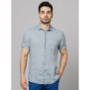 Celio* Solid Regular Fit Linen Light Blue Shirt