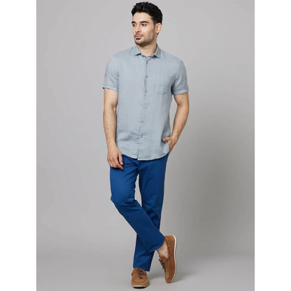 Grey Solid Linen Shirt