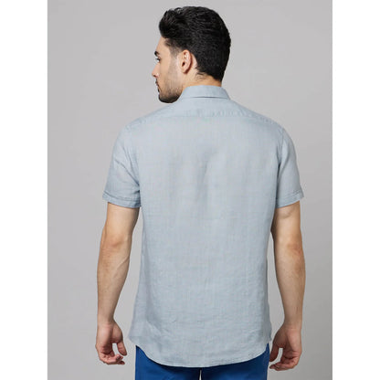 Grey Solid Linen Shirt