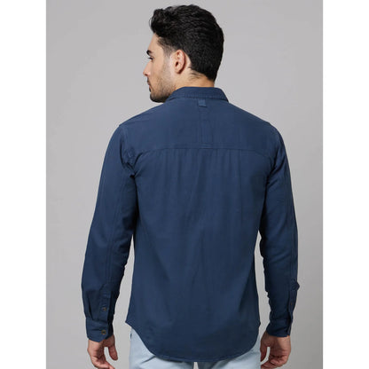 Blue Solid Cotton Shirt