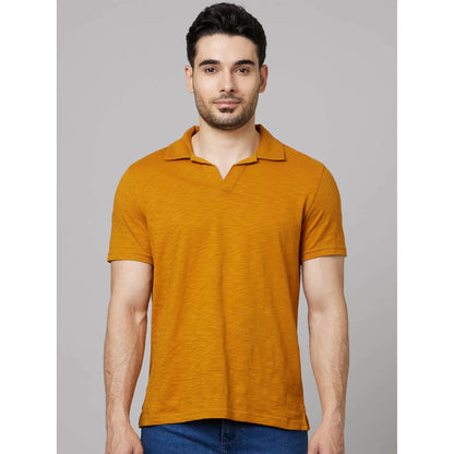 Mustard Solid Cotton Polo